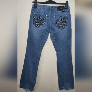 Miss Me Boot Cut Women’s Jeans 30x33 Low Rise Distressed Bling Sequins